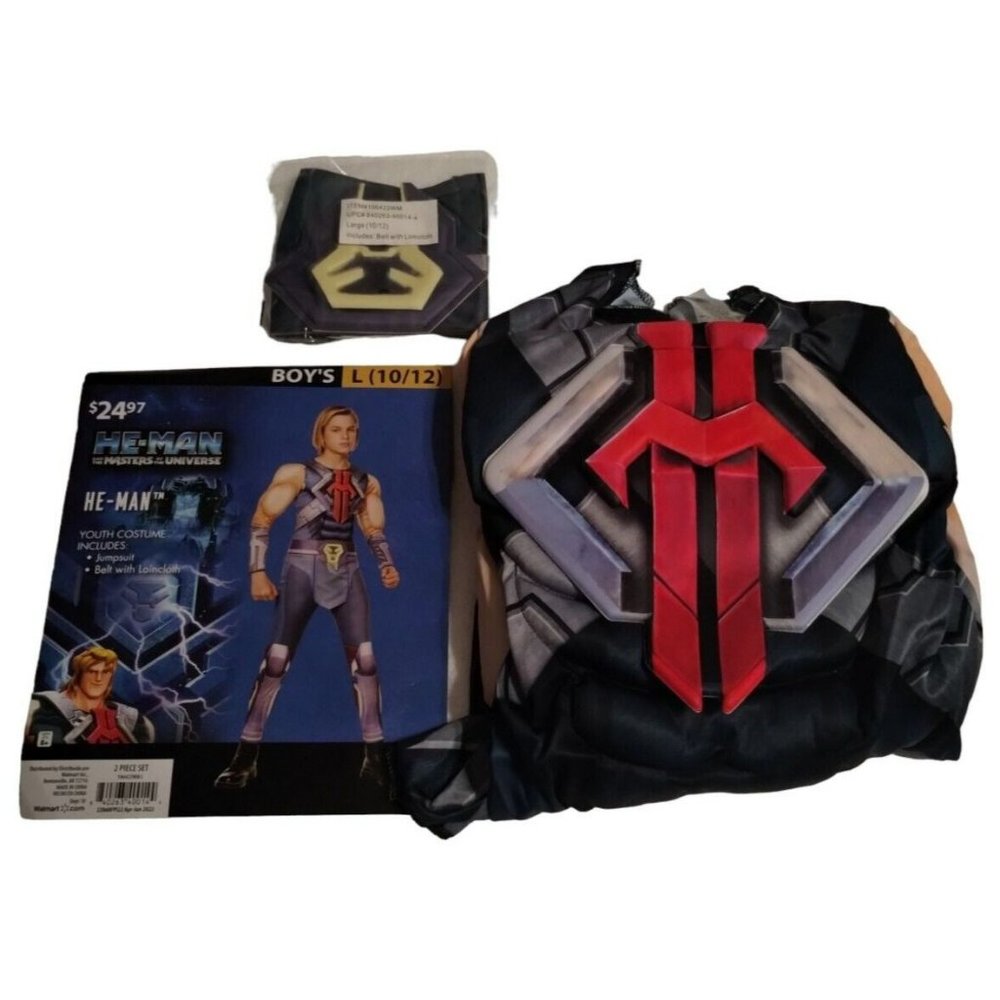 He Man MOTU Boys 2 Piece Costume Large 10 to 12 New Halloween Cosplay